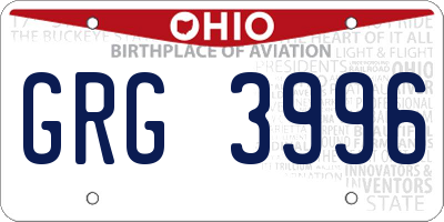 OH license plate GRG3996