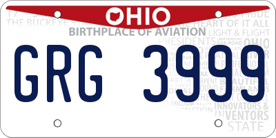 OH license plate GRG3999