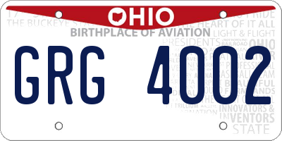 OH license plate GRG4002