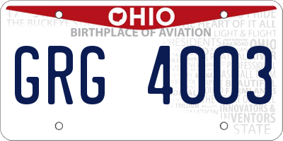 OH license plate GRG4003