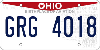 OH license plate GRG4018