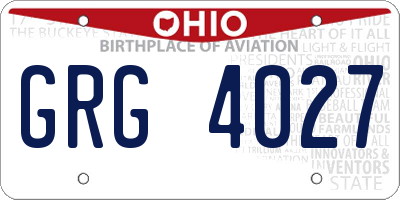OH license plate GRG4027