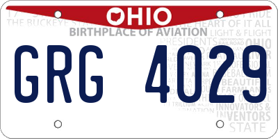OH license plate GRG4029