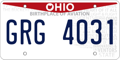 OH license plate GRG4031