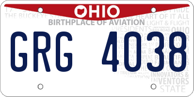OH license plate GRG4038