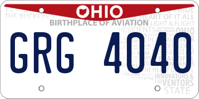 OH license plate GRG4040
