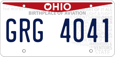 OH license plate GRG4041