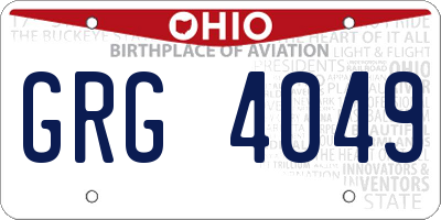 OH license plate GRG4049