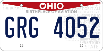OH license plate GRG4052