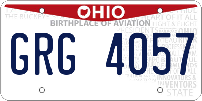 OH license plate GRG4057