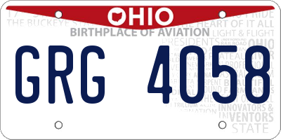 OH license plate GRG4058