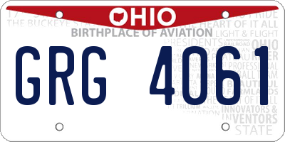 OH license plate GRG4061