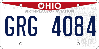 OH license plate GRG4084
