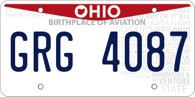 OH license plate GRG4087