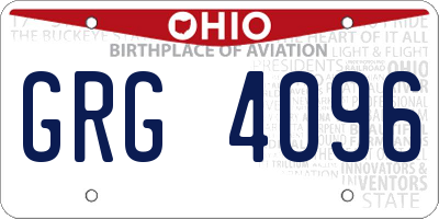 OH license plate GRG4096