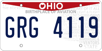 OH license plate GRG4119