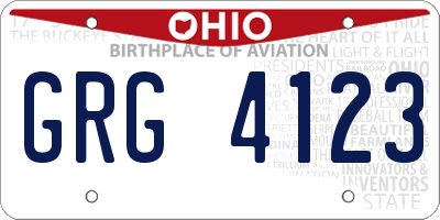 OH license plate GRG4123