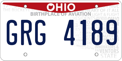 OH license plate GRG4189