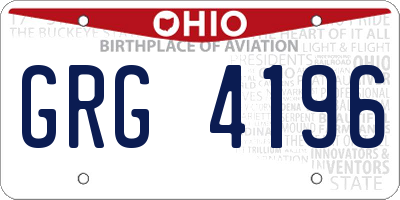 OH license plate GRG4196