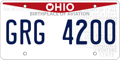 OH license plate GRG4200