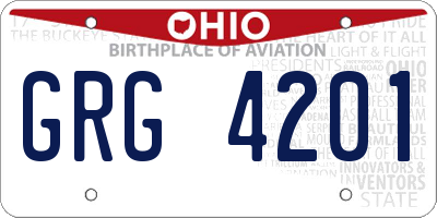 OH license plate GRG4201