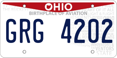 OH license plate GRG4202