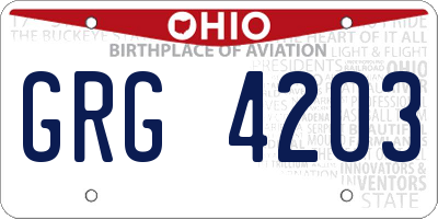 OH license plate GRG4203