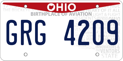 OH license plate GRG4209