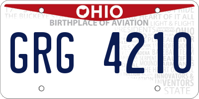OH license plate GRG4210