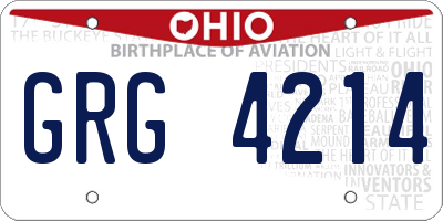 OH license plate GRG4214