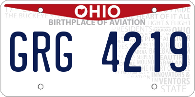 OH license plate GRG4219