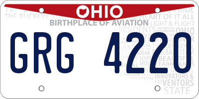 OH license plate GRG4220