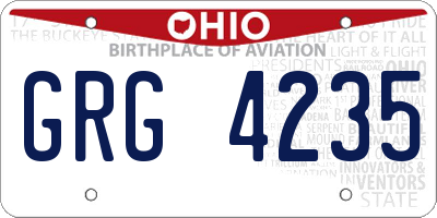 OH license plate GRG4235