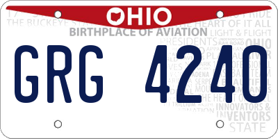OH license plate GRG4240