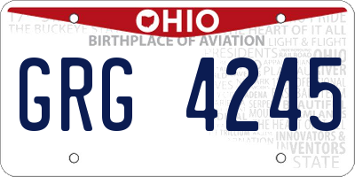OH license plate GRG4245