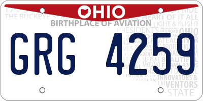 OH license plate GRG4259