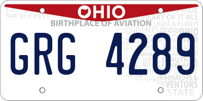 OH license plate GRG4289