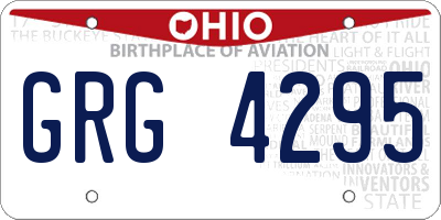 OH license plate GRG4295