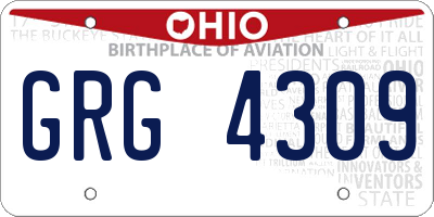 OH license plate GRG4309