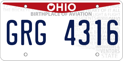 OH license plate GRG4316
