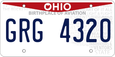 OH license plate GRG4320