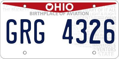OH license plate GRG4326