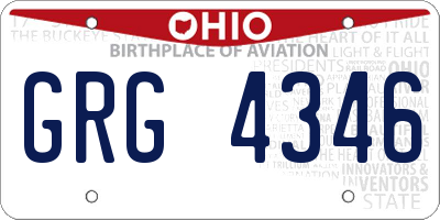 OH license plate GRG4346