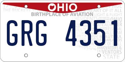 OH license plate GRG4351