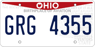 OH license plate GRG4355