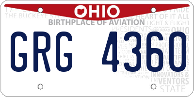 OH license plate GRG4360