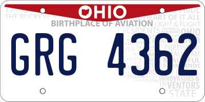OH license plate GRG4362