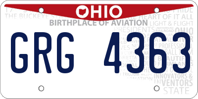 OH license plate GRG4363