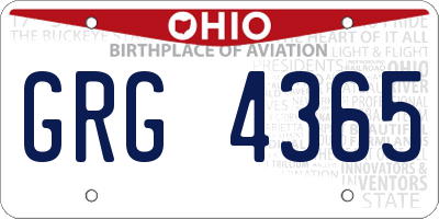 OH license plate GRG4365