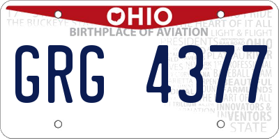 OH license plate GRG4377